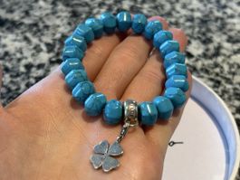 Thomas Sabo Türkis Armband mit Kleeblatt Charm 🍀 Top! 🩵