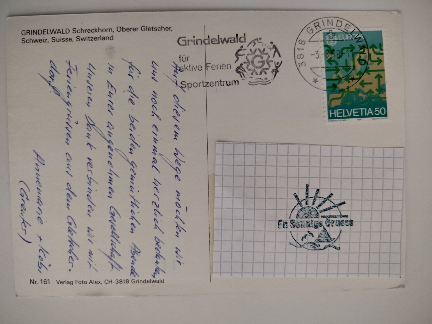 Cartoline postali: Oberer Grindelwaldgletscher dat. 1988 – Usato da Ohmstal venduto da Lebensfreude05 1