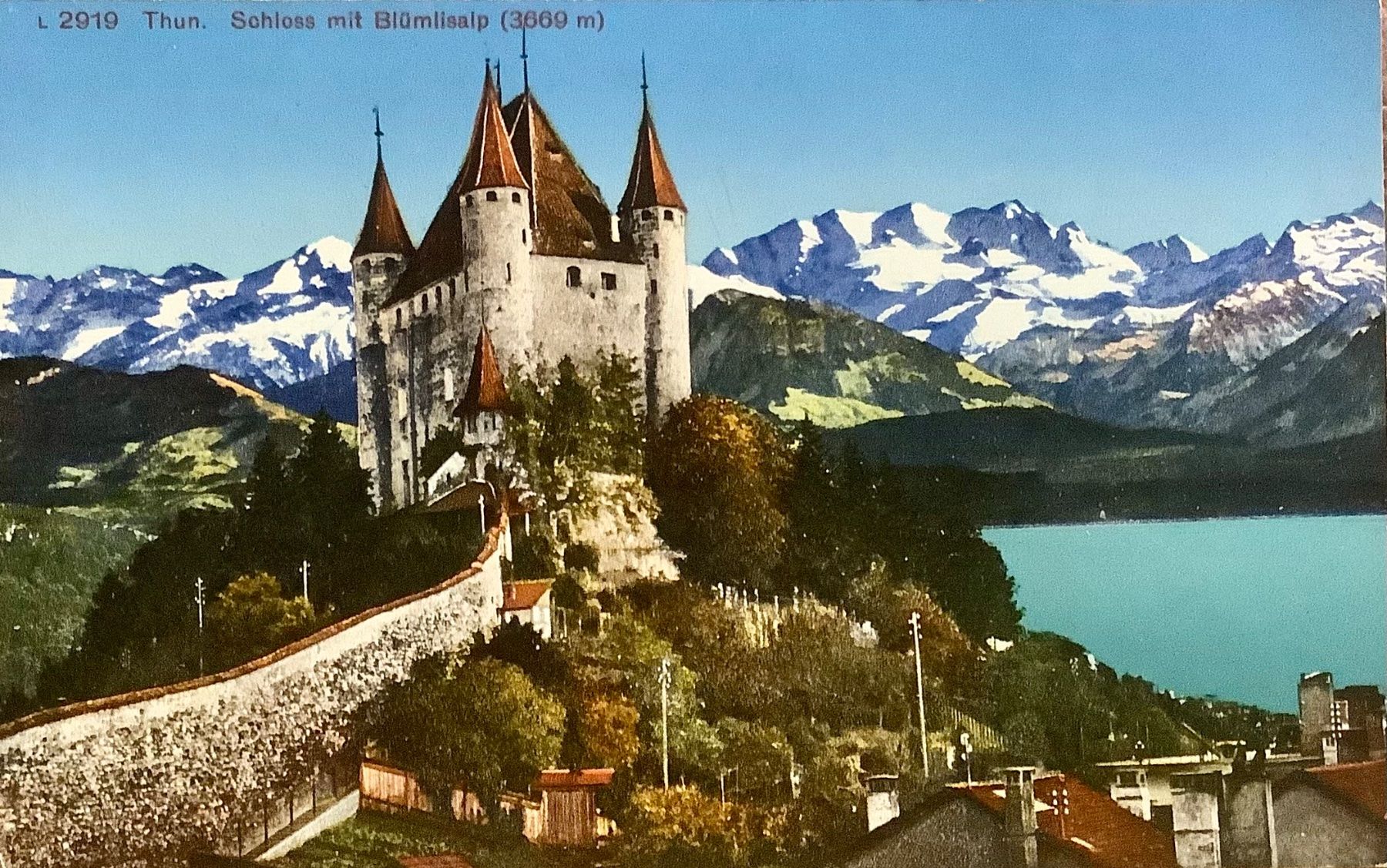 Ansichtskarten: THUN - Schloss mit Blümlisalp - Thunersee – Gebraucht aus Root von ENGLAND-TREASURES 1