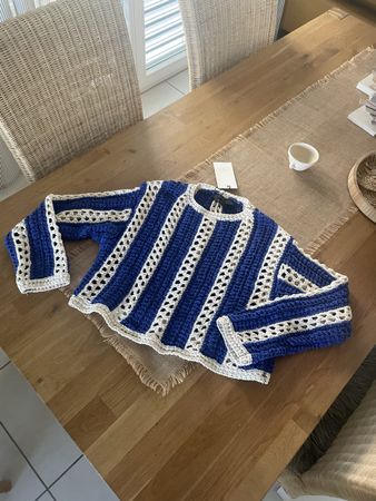 Zara Pullover gestrickt blau beig,neu mit Etikett