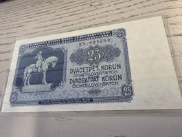 Tschechoslowakei 25 Kronen Banknote 1953 sehr gut erhalten