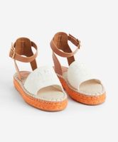 Espadrilles mit Stickerei und leichtem Plateau Gr 37