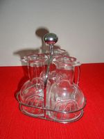 Essig/Öl-Set, Glas-Karaffen mit Chrom-Gestell, Vintage Look!