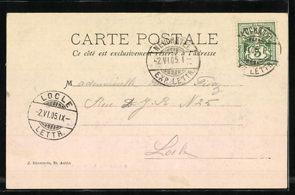 Cartoline postali: AK St. Aubin, Vue generale, 1905 – Usato da Berlin venduto da bartko-reher 1
