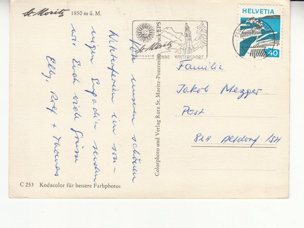 Cartoline postali: St. Moritz 1977 – Usato da Bürglen TG venduto da StampGraf 1