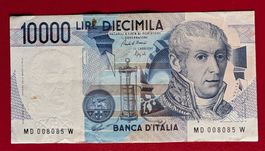 ITALIEN BANKNOTE 10000 LIRE VOLTA BANCA D'ITALIA UNGEFALTET