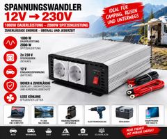 Spannungswandler 12V 1000W 2000W Stromwandler Solar Hi Wechs