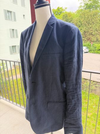 H&M Sakko, Grösse 48, Slim Fit, Blau, Sommer-Look! 100%Leine