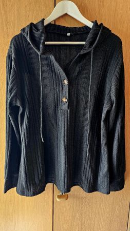 Warmer, kuscheliger Hoodie, schwarz, Gr. L
