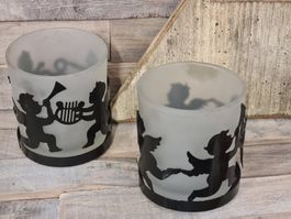2 Eisen Kerzen Glas für Weihnachten