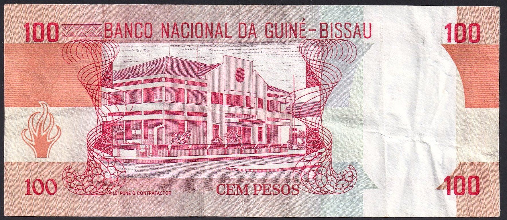 Banconote: Guinea Bissau 100 Pesos 1983 selten – Usato da Brugg AG venduto da banknoten_muesli 1