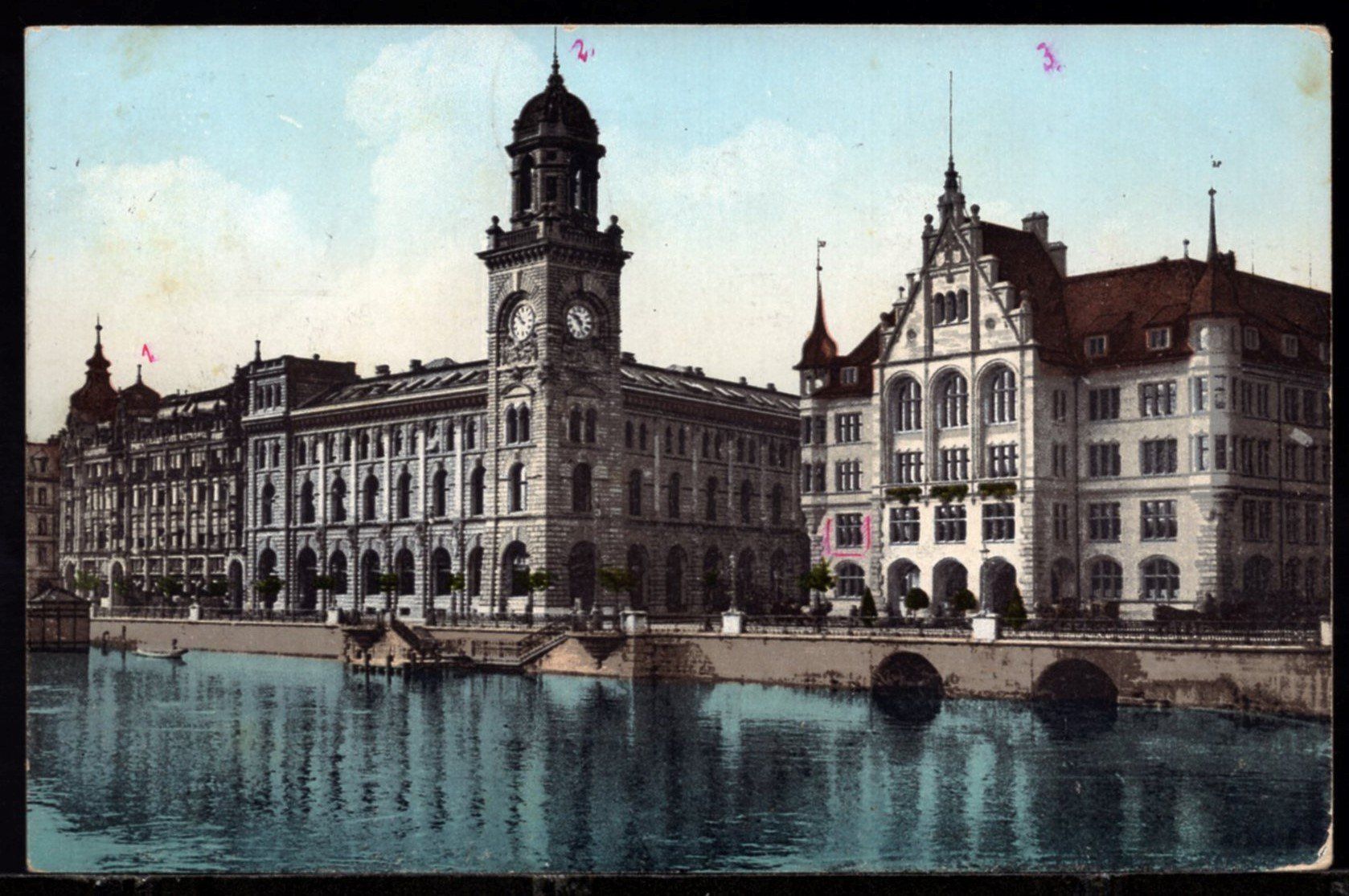 Ansichtskarten: Zürich  Stadthaus   Post  Metropol,   1909 – Gebraucht aus Aarau von kufi44