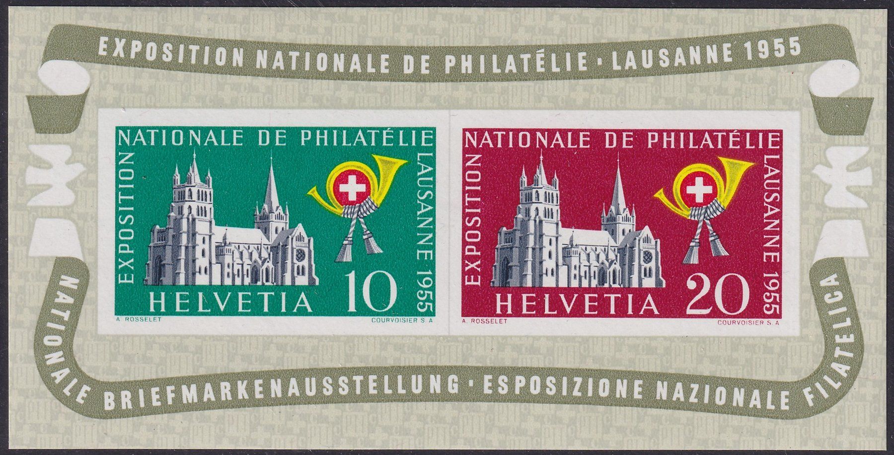 Tutti i francobolli: 1955, W35, LAUSANNE-BLOCK postfrisch **, Kat: 80.- – Usato da Sursee venduto da Luzernerraute