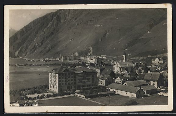 Ansichtskarten: Andermatt, Ortsansicht aus der Vogelscha – Gebraucht aus Berlin von bartko-reher