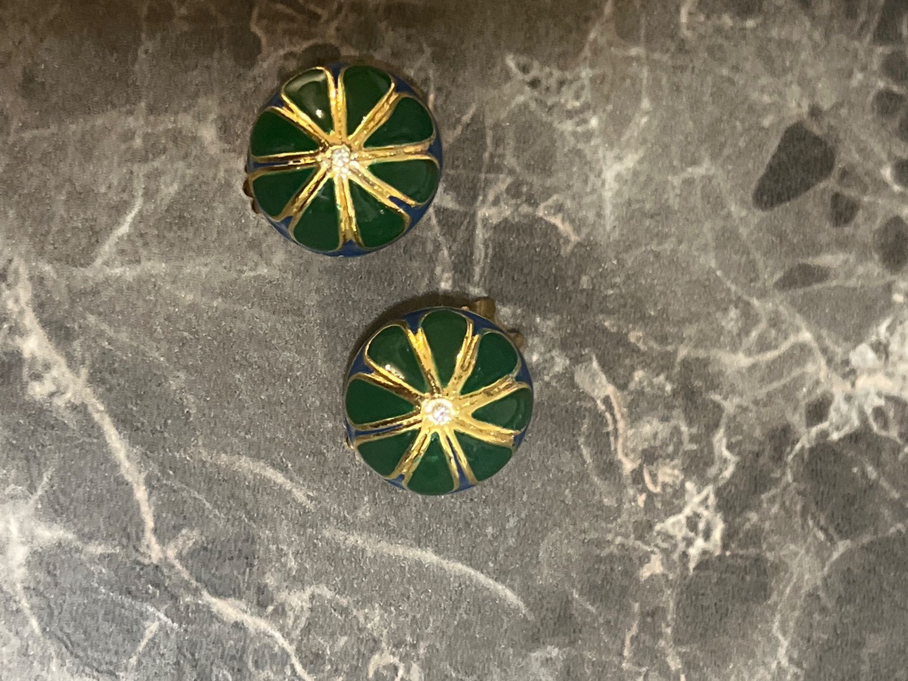 Orecchini pendenti & Orecchini a lobo: Vintage Ohrclips, Grün/Gold – Usato da Uznach venduto da Ya_x7x6 1