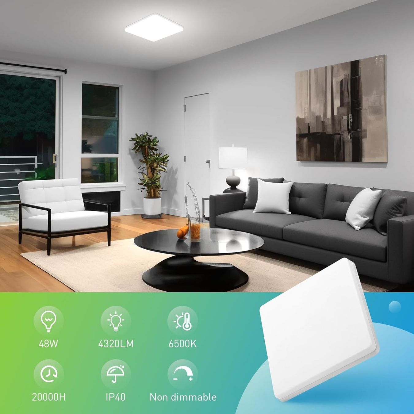 Kronleuchter & Deckenlampen: LED Deckenleuchte Flachpanel Wohnzimmer Schlafzimmer Buro – Neu (gemäss Beschreibung) aus Genève von Top-Trend 3