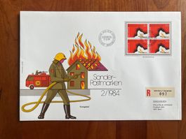 FDC Grossbrief Werbemarken Viererblock 1984 ET  (F153)