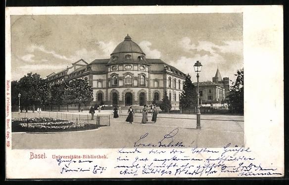 Cartoline postali: Basel, Universitäts-Bibliothek mit Stra – Usato da Berlin venduto da bartko-reher
