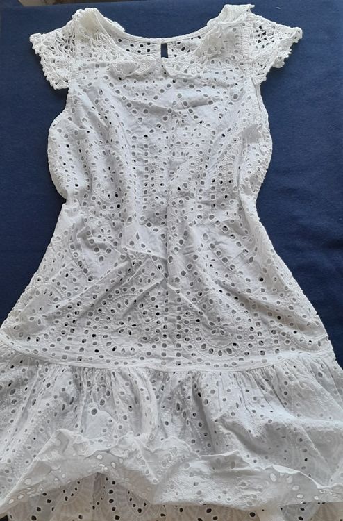 Camicia Fat Face Paulina Broderie Anglaise, Manica Corta, Taglia 12, Colore Avorio, 100% Cotone