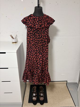 Yves Saint Laurent Kleid Seide rot schwarz Grösse 36