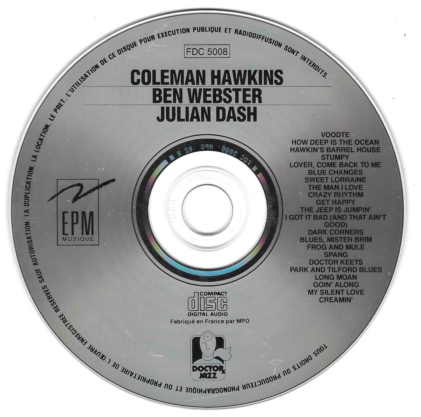CD: COLEMAN HAWKINS - BEN WEBSTER - JULIAN DASH – Usato da Bex venduto da Giorgiob 2