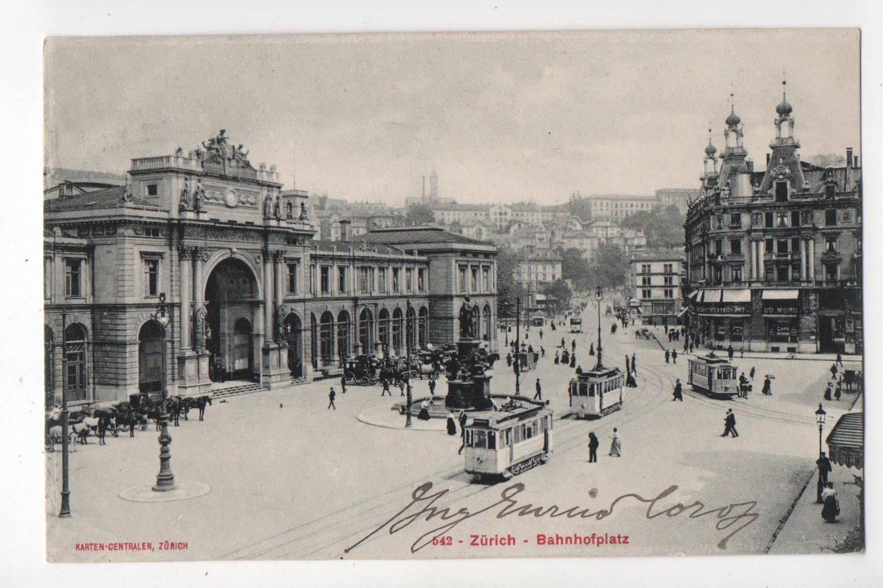 Cartoline postali: ZÜRICH Bahnhofplatz, Strassenbahn, Tram – Usato da Jona venduto da philajona