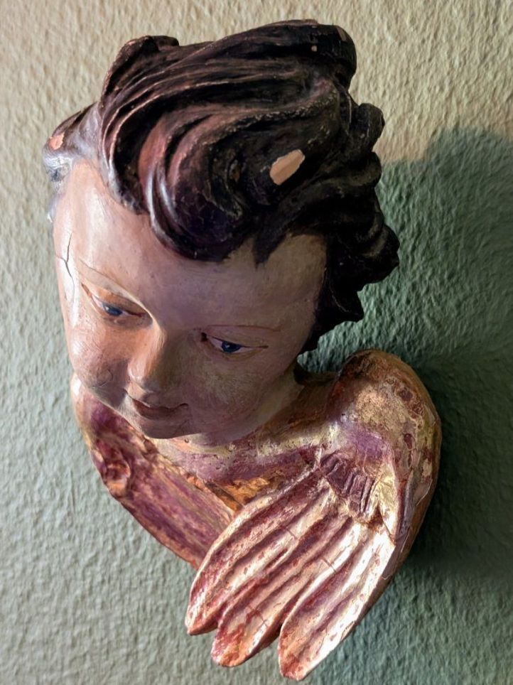 Statuette: Antike Engelsfigur, Engelkopf, Barock Stil, geschnitzt – Usato da Mönchaltorf venduto da Blechfreund 1