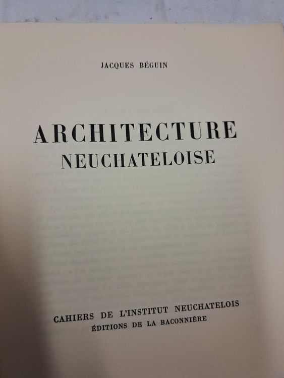 J.BEGUIN ARCHITECTURE NEUCHATELOISE Kaufen auf Ricardo