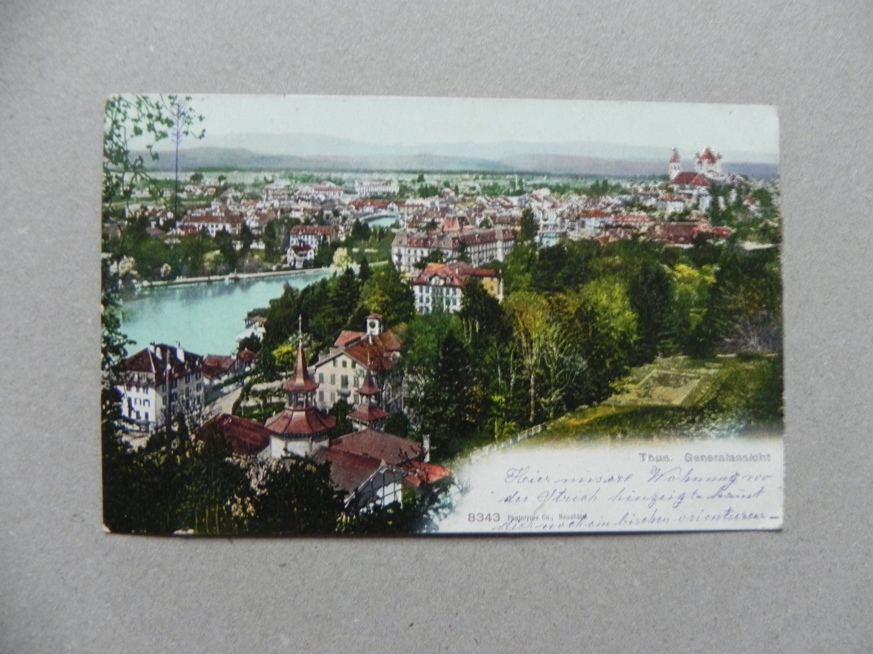 Ansichtskarten: Karte Thun BE Bern 1906 – Gebraucht aus Siebnen von krimsie