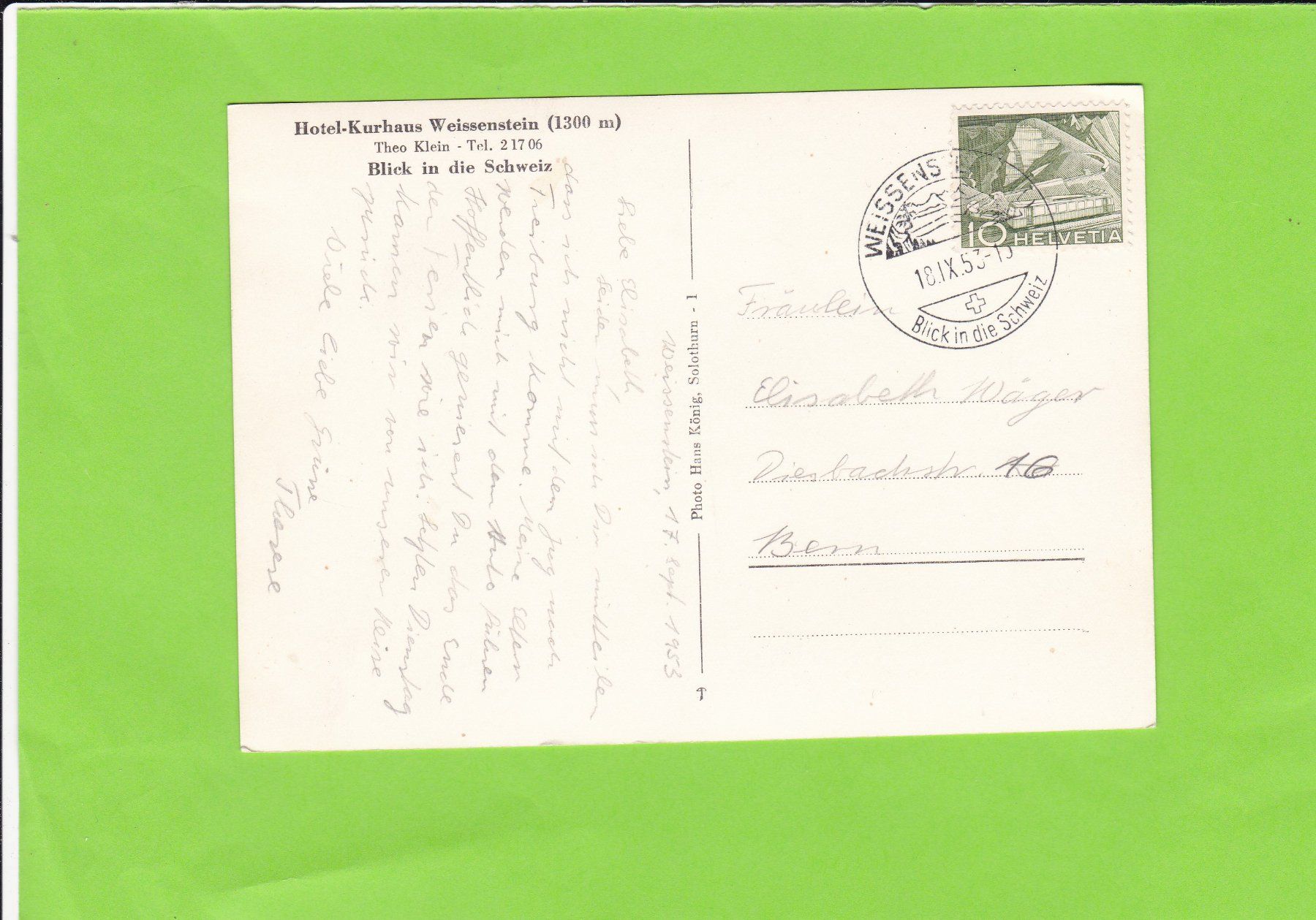 Cartoline postali: Hotel Kurhaus Weissenstein – Usato da St. Peterzell venduto da neckertal 1