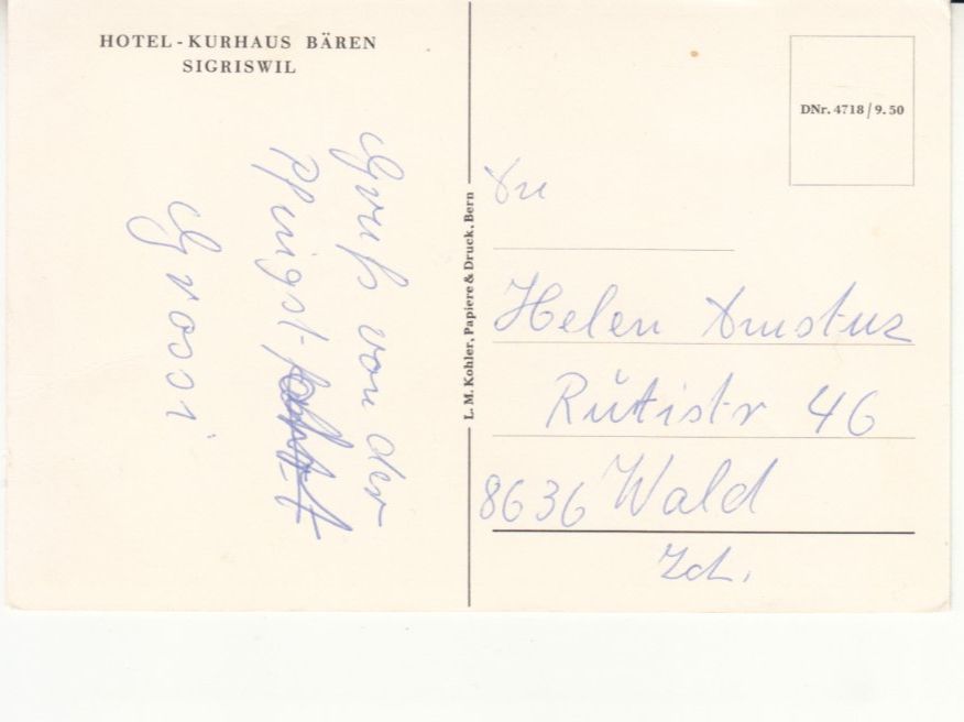 Ansichtskarten: Sigriswil Bären ca. 1950 – Gebraucht aus Bürglen TG von StampGraf 1