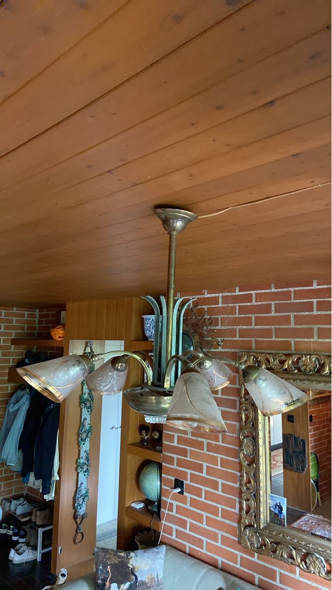 Kronleuchter & Deckenlampen: 40er Jahre Lampe, Messing, 5-flammig – Gebraucht aus Oberwil BL von hr237