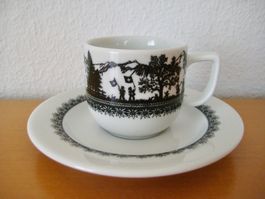 Espresso Tasse Langenthal Porzellan 60er J. Folklore Sujet