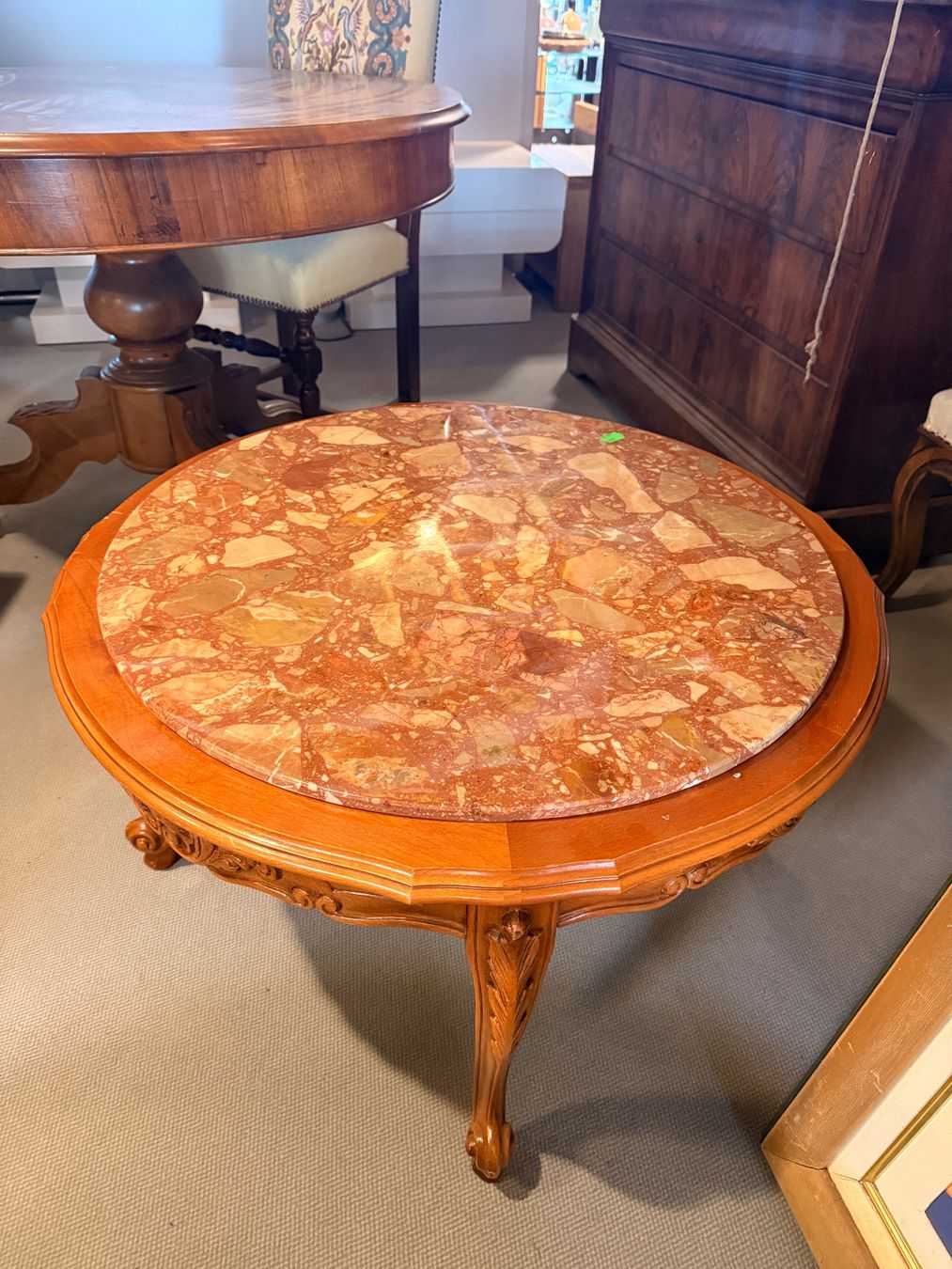 Tavoli: petite table basse en bois et marbre – Usato da St-Maurice venduto da crab-dvdbn
