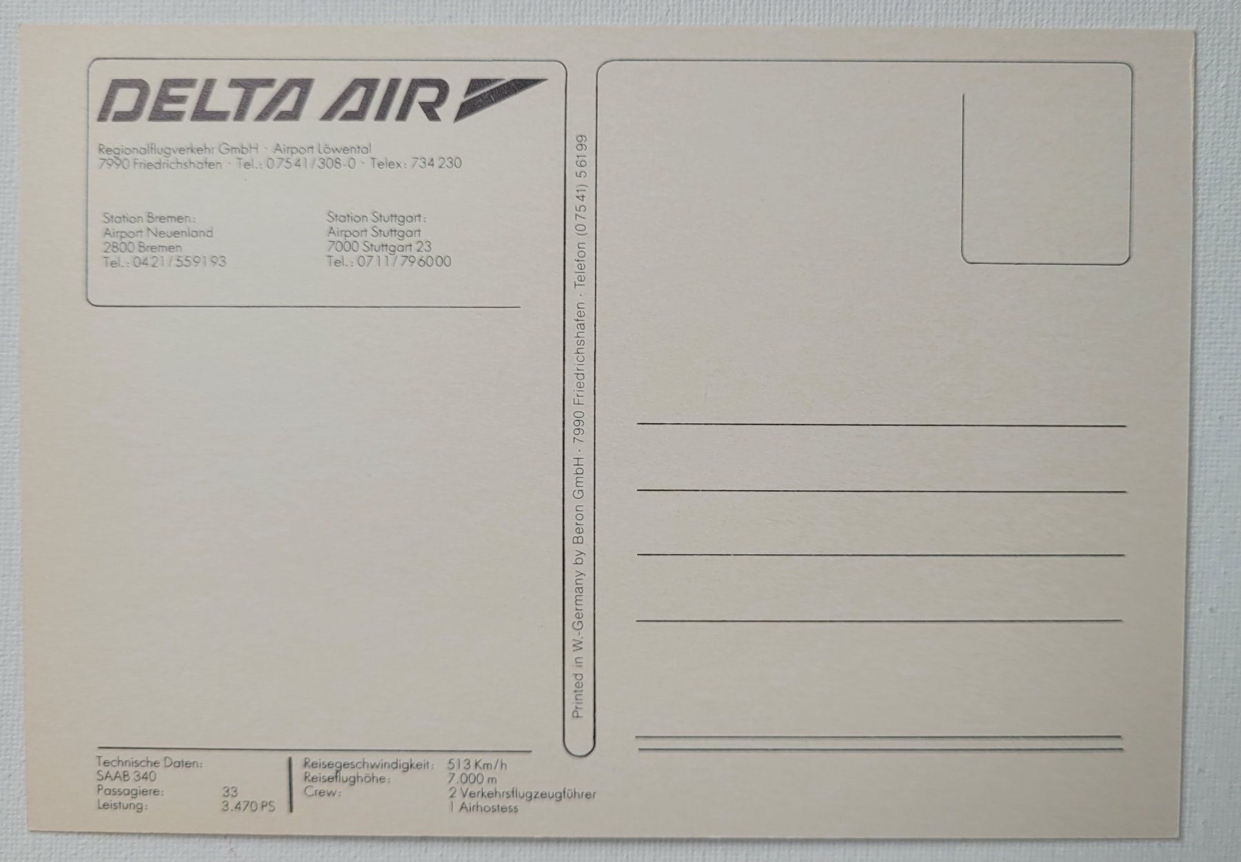 Cartoline postali: DELTA AIR – Nuovo (secondo la descrizione) da Neftenbach venduto da Mador6 1