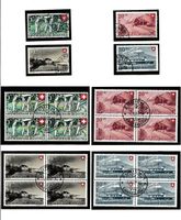 4 Sätze PRO PATRIA 1947 gestempelt/ungestempelt/Viererblöcke