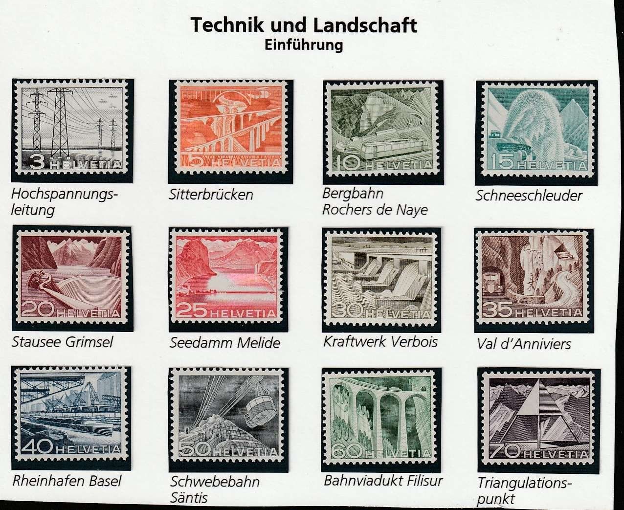 Tutti i francobolli: Technik+Landschaft, Nr. 297-308, postfrisch – Nuovo (secondo la descrizione) da Jegenstorf venduto da Wintersport