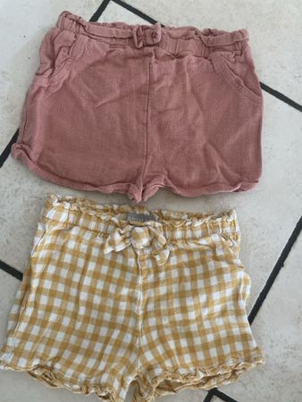 2 Leinen Shorts Primark Gr. 86/92 rosa und kariert