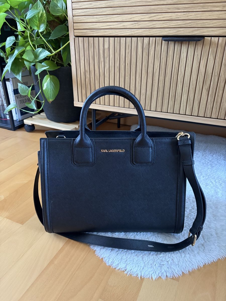 Karl Lagerfeld Borse da donna: Karl Lagerfeld Black Leather Tote Bag – Usato da Zürich venduto da Abu95