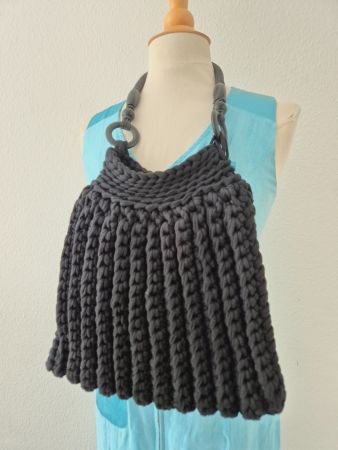 TASCHE GEFLOCHTEN SCHWARZ BEUTEL BAG ZOPFMUSTER TOP SHOPPER