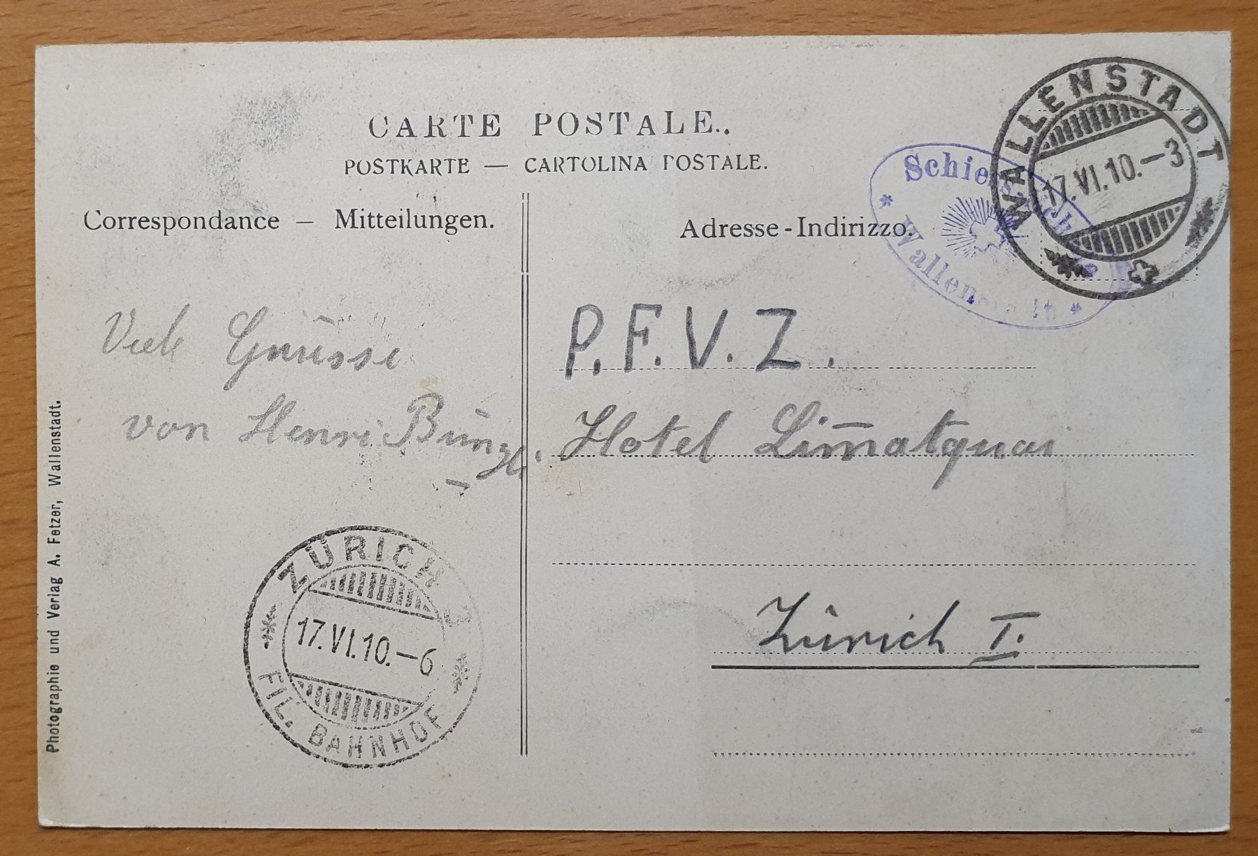 Cartoline postali: Wallenstadt - Infanterie 1910 – Usato da Kreuzlingen venduto da Rschweiz1 1