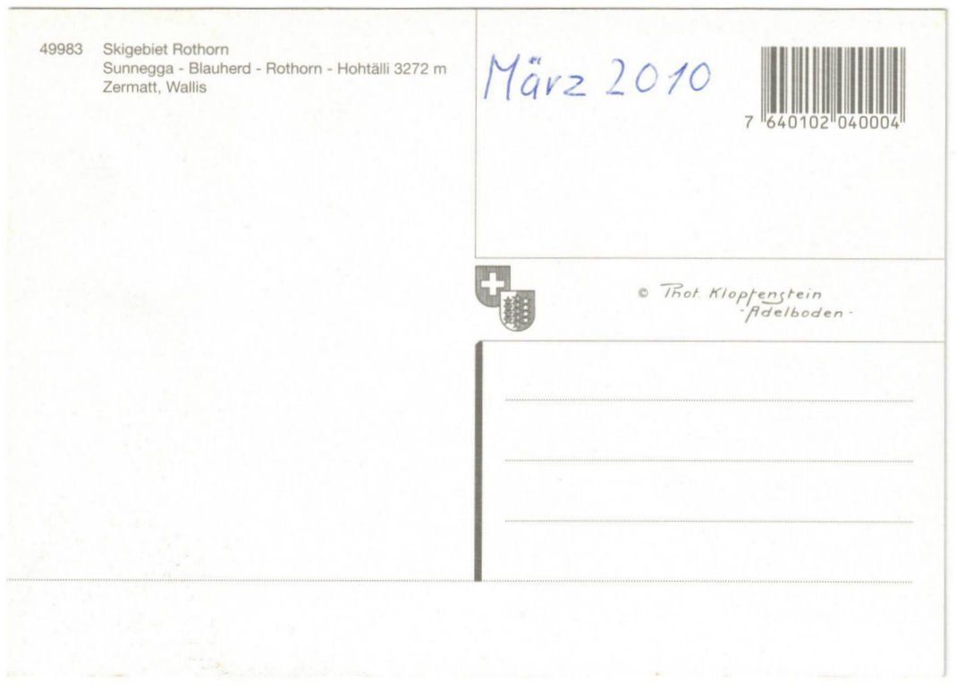 Cartoline postali: Zermatt - 6 Bild AK Rothorn – Usato da Binningen venduto da Mountainrider 1