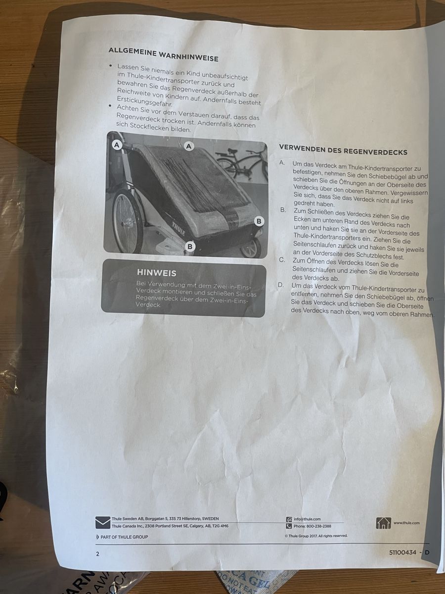 Thule Remorques: Thule Regenverdeck Cheetah/Coaster/Cadence neuwertig – Neuf avec emballage d'origine à St. Gallen par Jgmuer 3