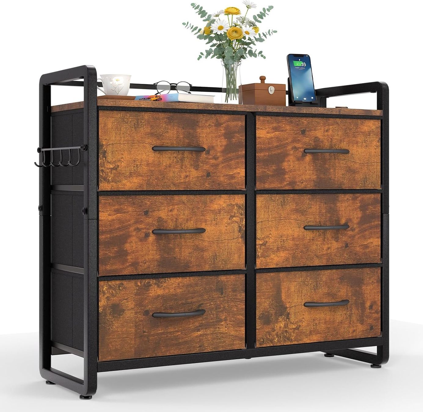 Commodes: Kommode 6 Schubladen Stoffbezug Holz Optik – Neuf avec emballage d'origine à Schaffhausen par schwizerchaes