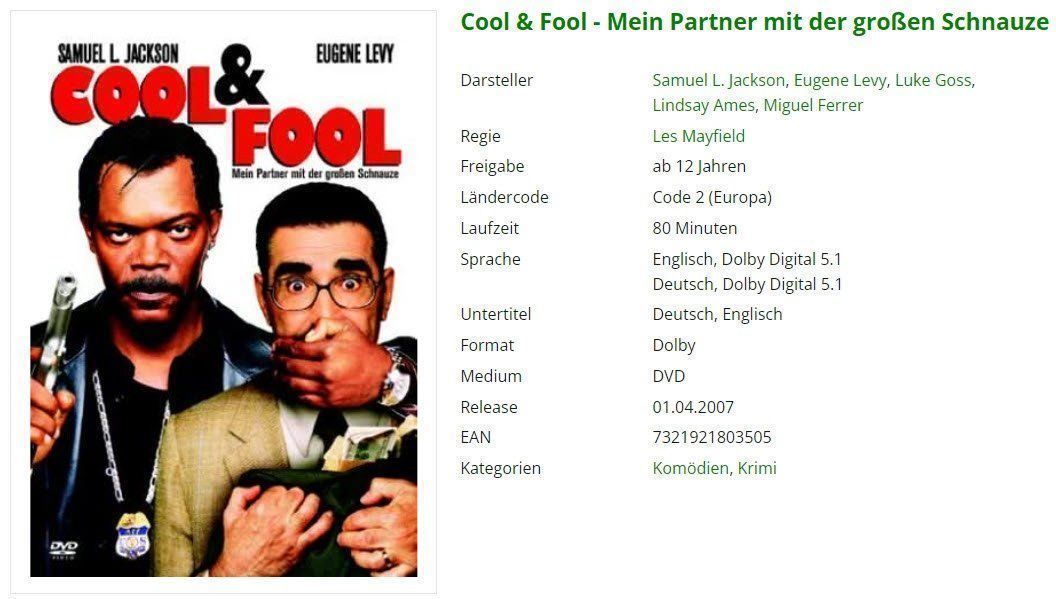 Tutti i DVDs: Cool & Fool - DVD – Usato da Buchrain venduto da Sssschaller