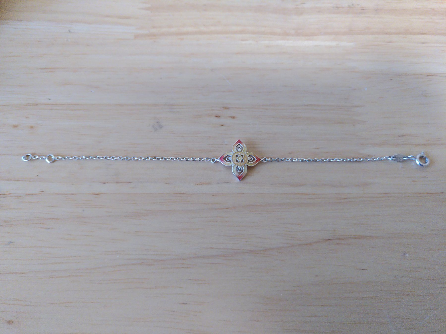 Olga Ribler Armbänder & -reifen: Silber 925 Armkette mit Emaille Blume Vintage – Gebraucht aus Kriens von Wolly85 1