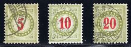 1907-10 Portomarken grünlicholiv 24A-26A N gest.ʘ, KP 26
