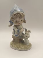 Porzellan Figur Mädchen mit Hase neuwertig