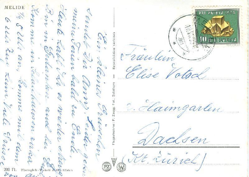 Cartoline postali: Melide + 1958 – Usato da Emmenbrücke venduto da teestube 1