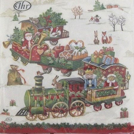 Tovaglioli: Serviette  christmas train (w505) 2Stk. – Nuovo (secondo la descrizione) da Schlatt TG venduto da kreativ-atelier